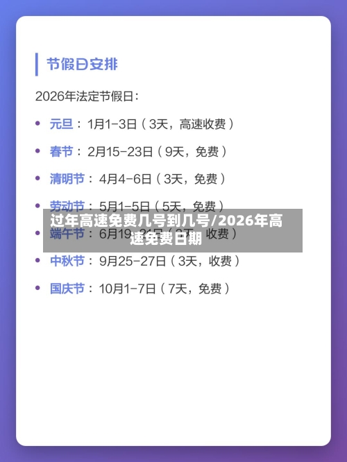 过年高速免费几号到几号/2026年高速免费日期-第2张图片