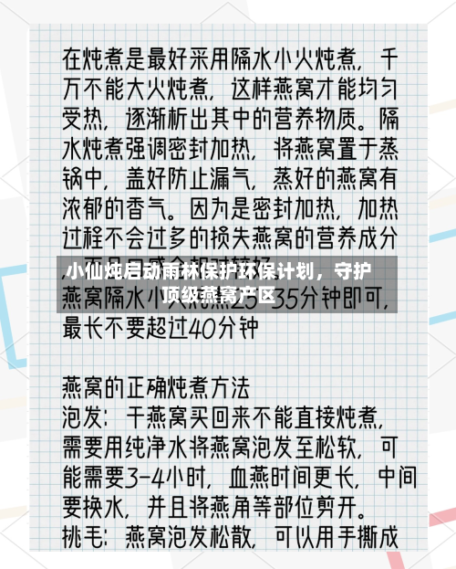 小仙炖启动雨林保护环保计划，守护顶级燕窝产区-第2张图片